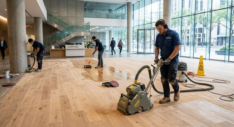 Our team working on Wood Floor Service projects in Encinitas, CA