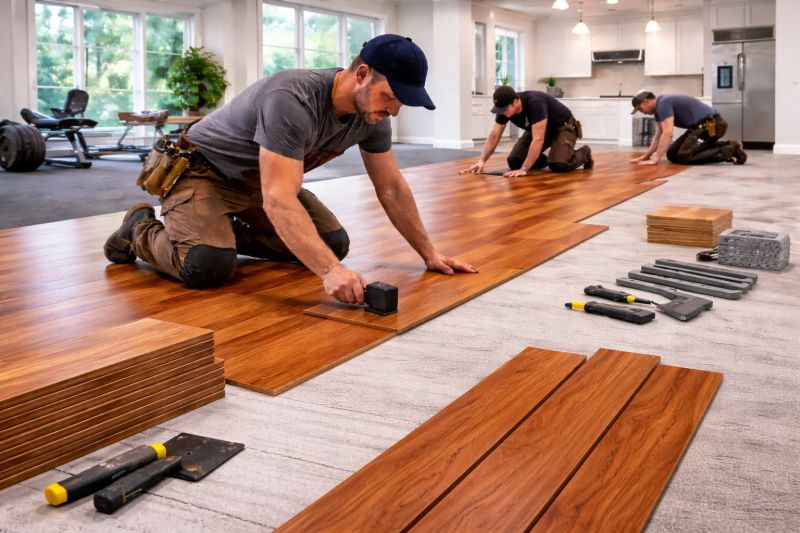 Cherry Floor Installation in Del Mar, CA
