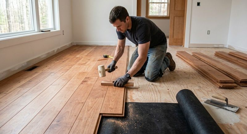 Cherry Floor Installation in San Marcos, CA